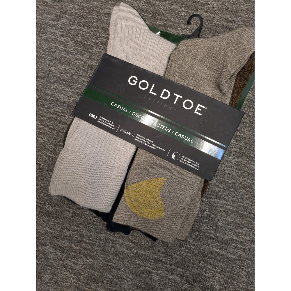 Goldtoe Edition Mens Crew Socks‎ 6 Pair Pack Multi Color AquaFX Size 6-12.5 NEW